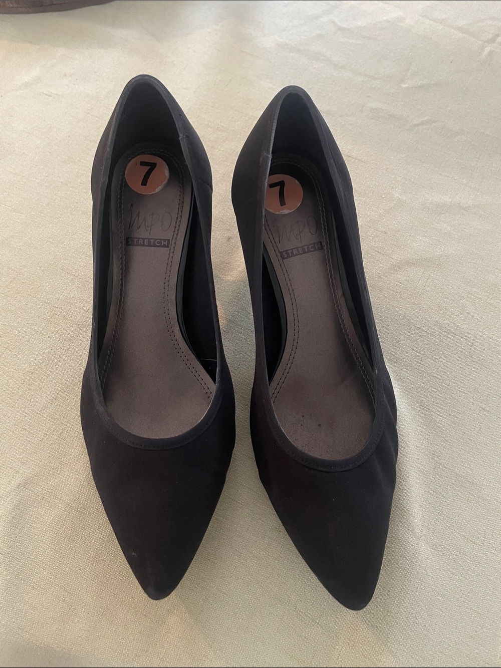 Impo Black Pointed Toe Stretch Pumps